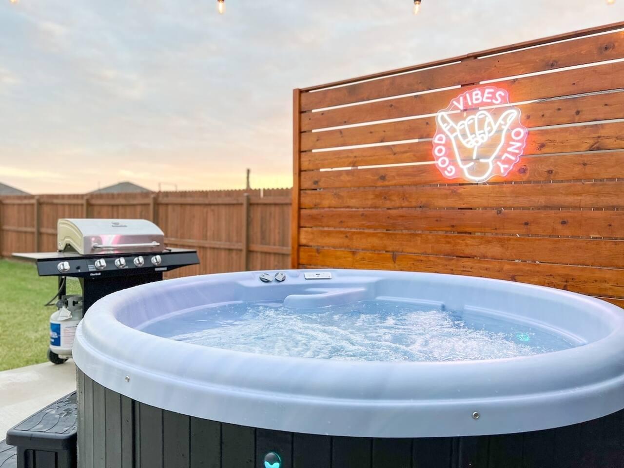 Classic spa that seats up to 6 adults.
Stainless steel propane grill.
