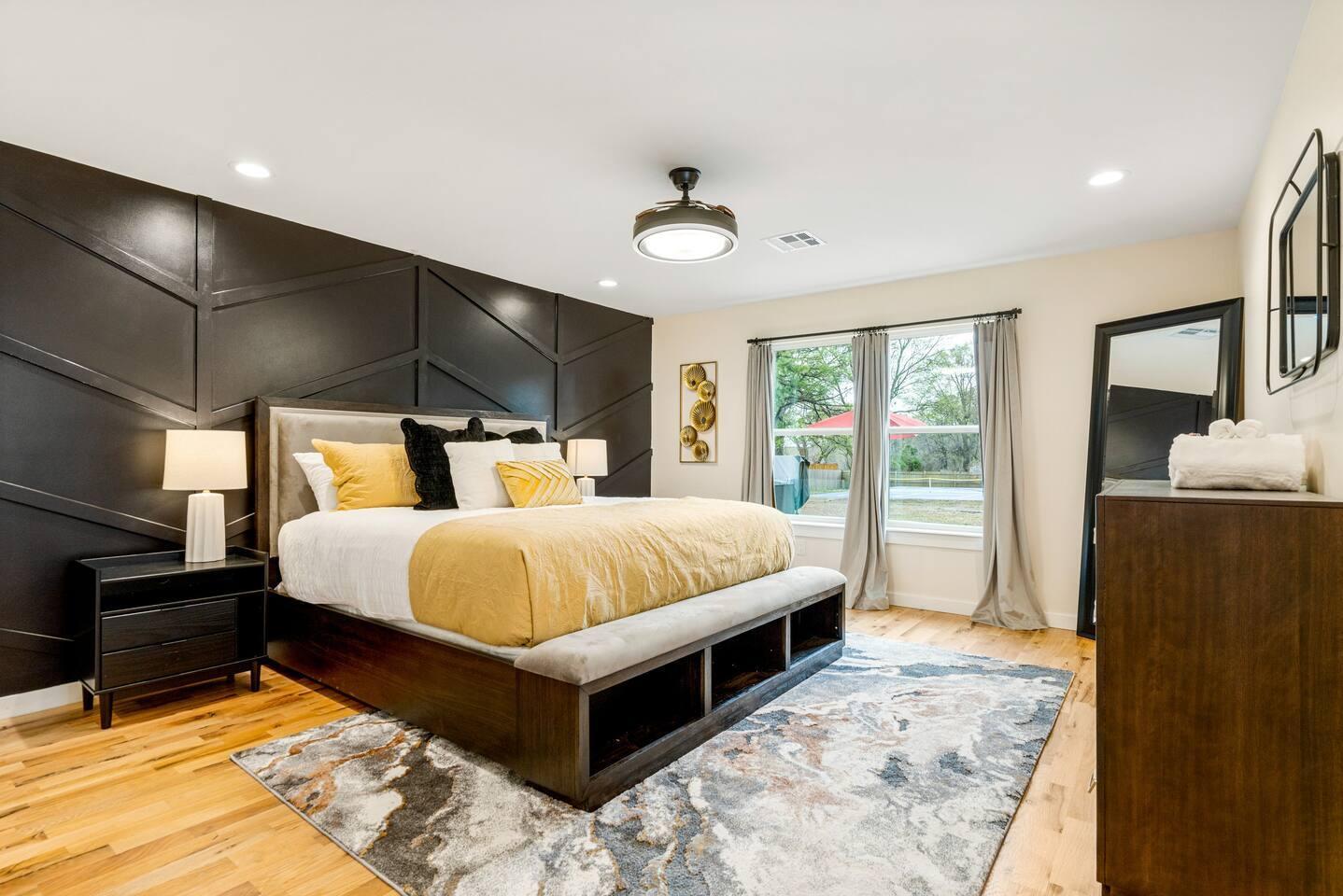 Master bedroom - Sink into our plush, pillow top hybrid mattresses. Each king bed offers soft and firm pillows for every type of sleeper.
